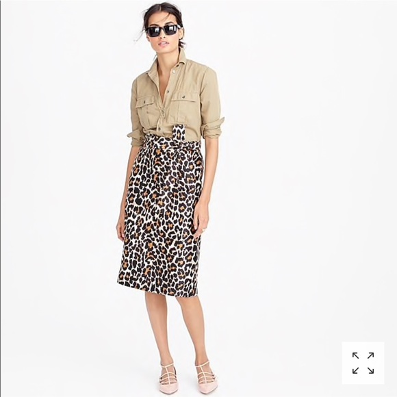 J.Crew• Leopard Tie- Waist Skirt - Picture 2 of 8